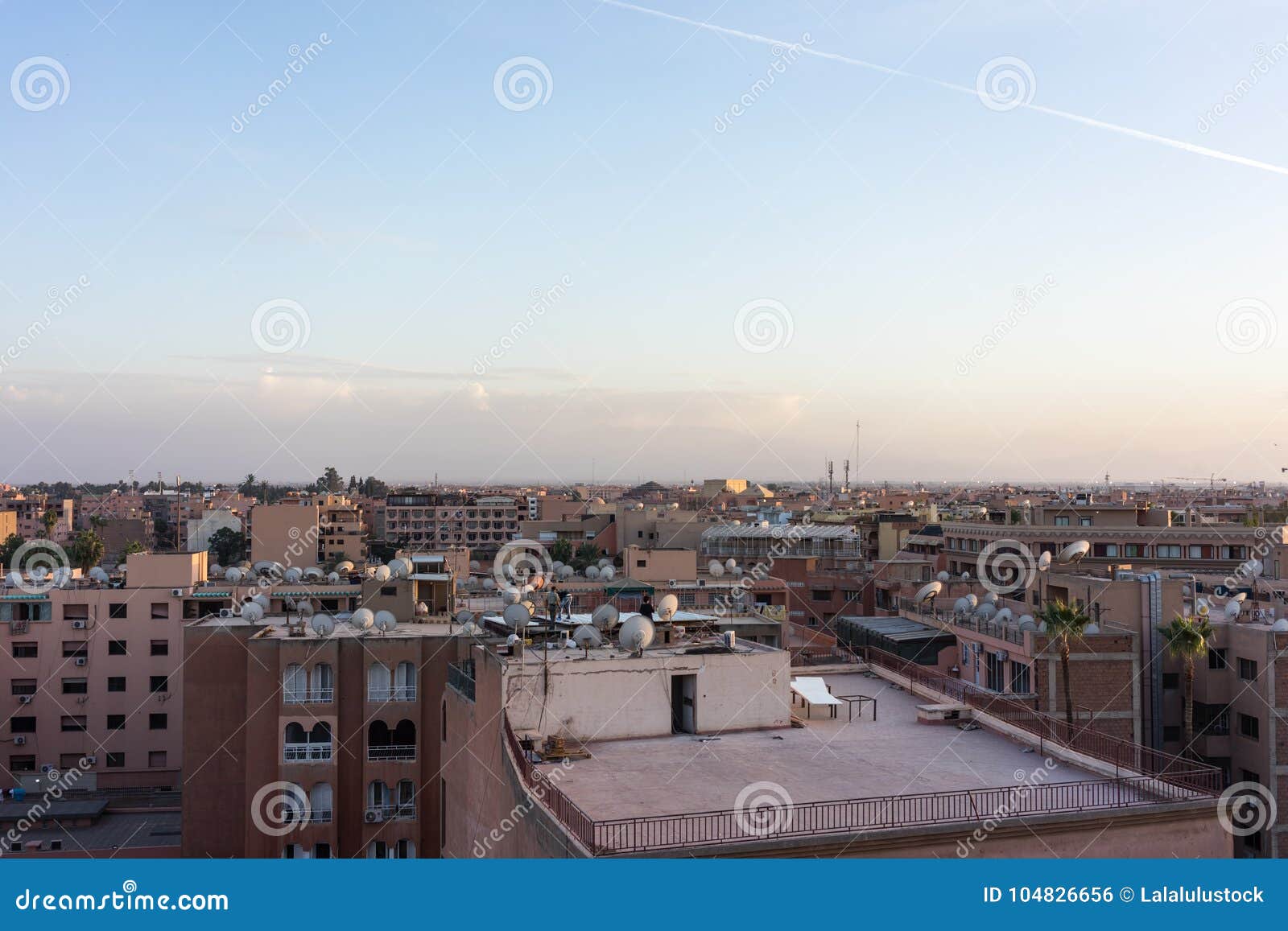 Marrakesh Old Town City View Panorama from Rooftop Editorial Photo