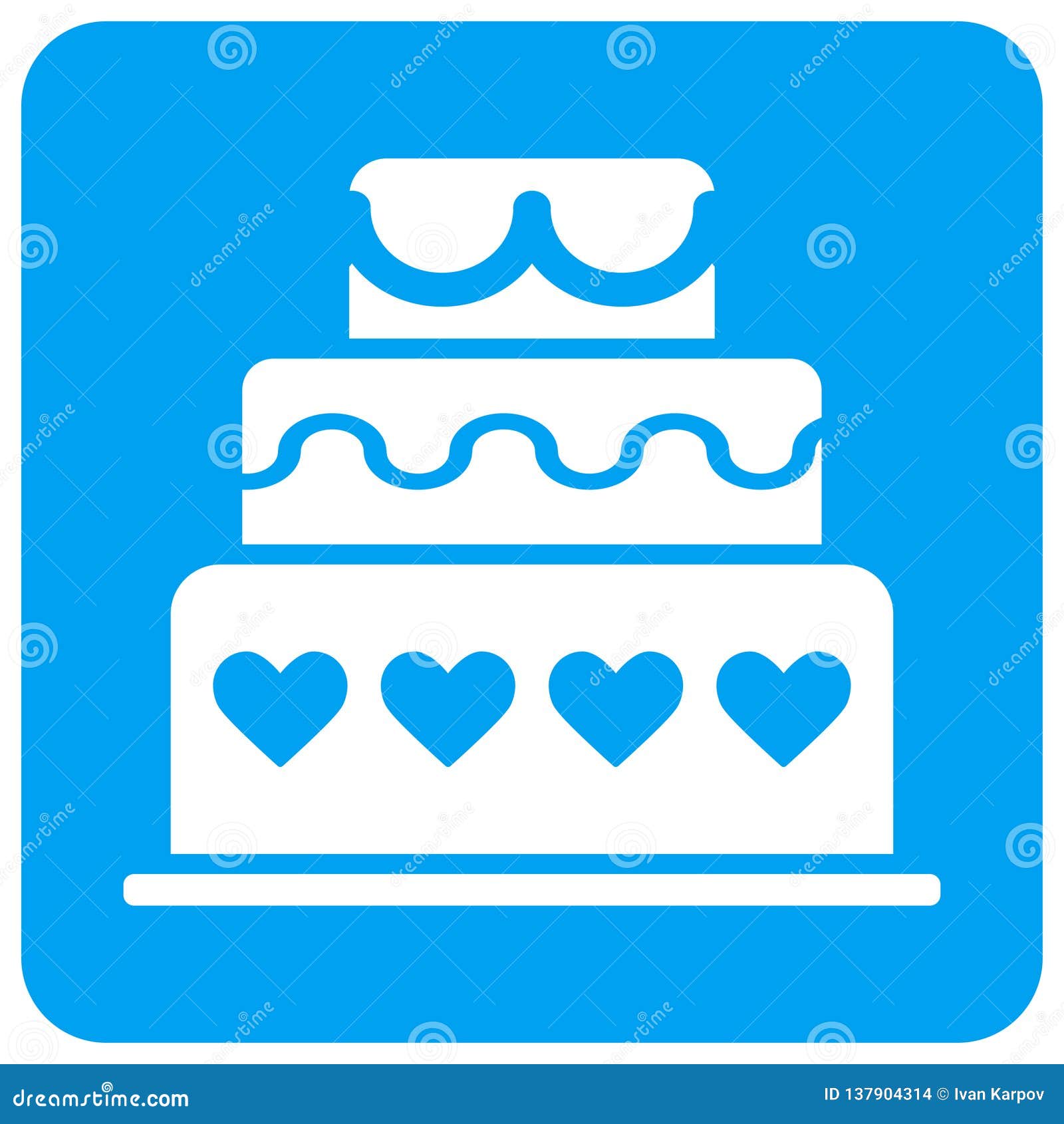Marriage Cake Rounded Square Raster Icon Stock Illustration