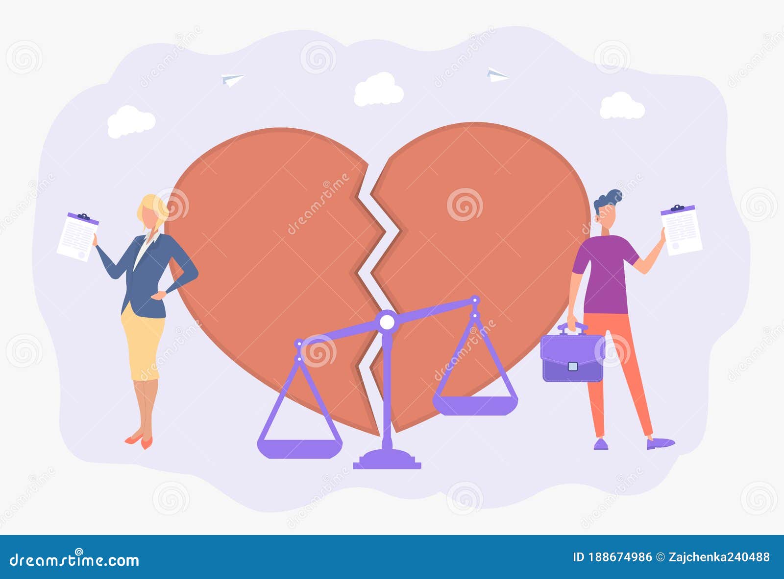 Marriage Cancellation Agency, Divorce. Man and Woman are Breaking Up