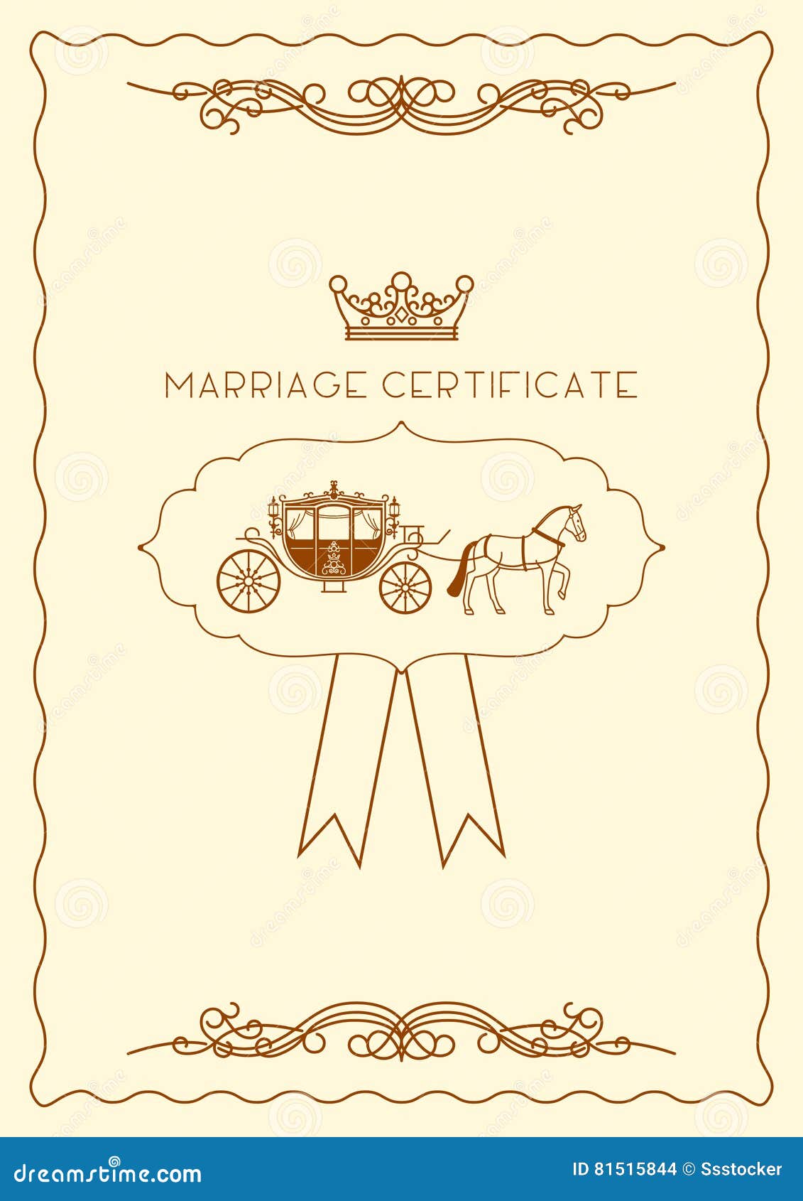 Marriage Certificate Document Template Stock Vector - Illustration Intended For Certificate Of Marriage Template