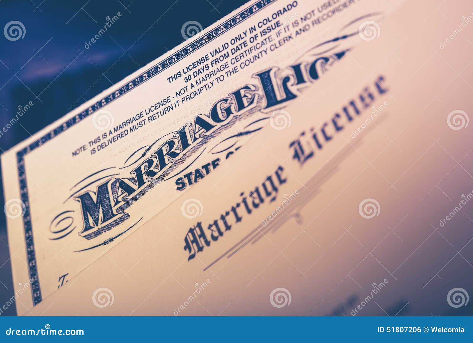 marriage license closeup