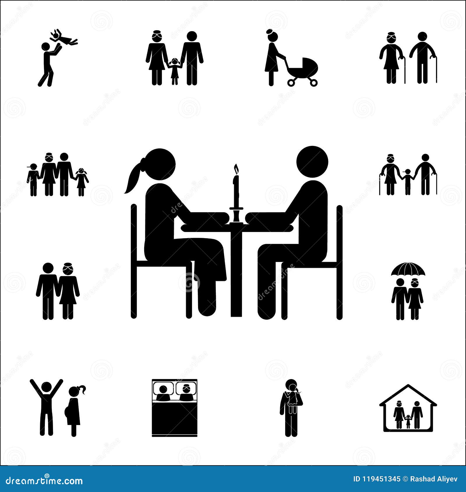 married couple at dinner icon. detailed set of family icons. premium quality graphic  sign. one of the collection icons for