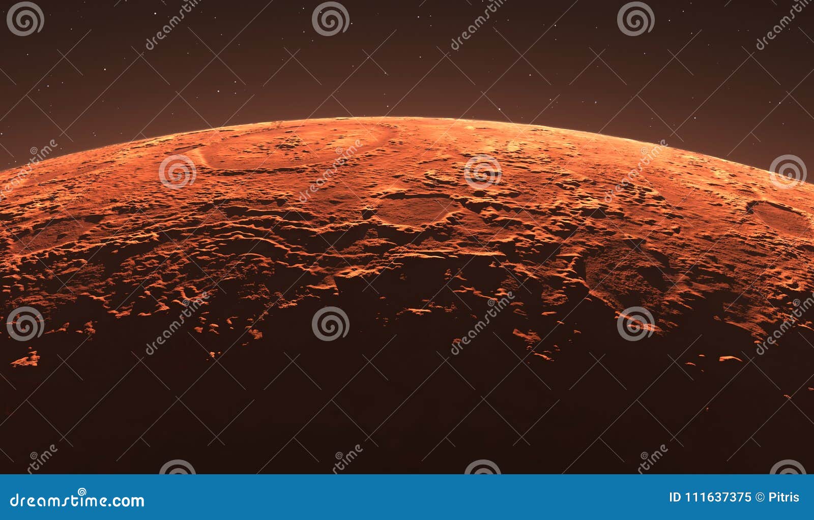 mars - the red planet. martian surface and dust in the atmosphere.