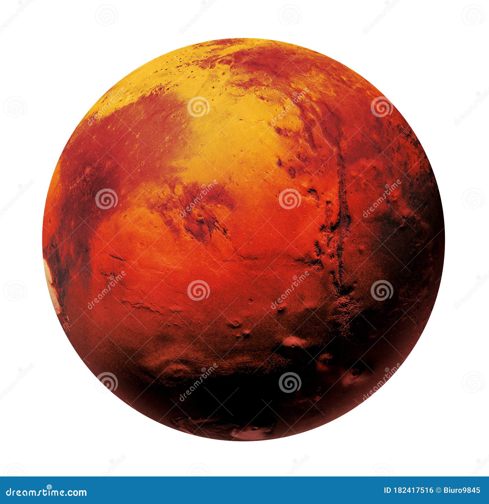 Mars the Red Planet of the Solar System in Space. High Resolution Art Mars Isolated on White. Illustration - Illustration white, solar: 182417516