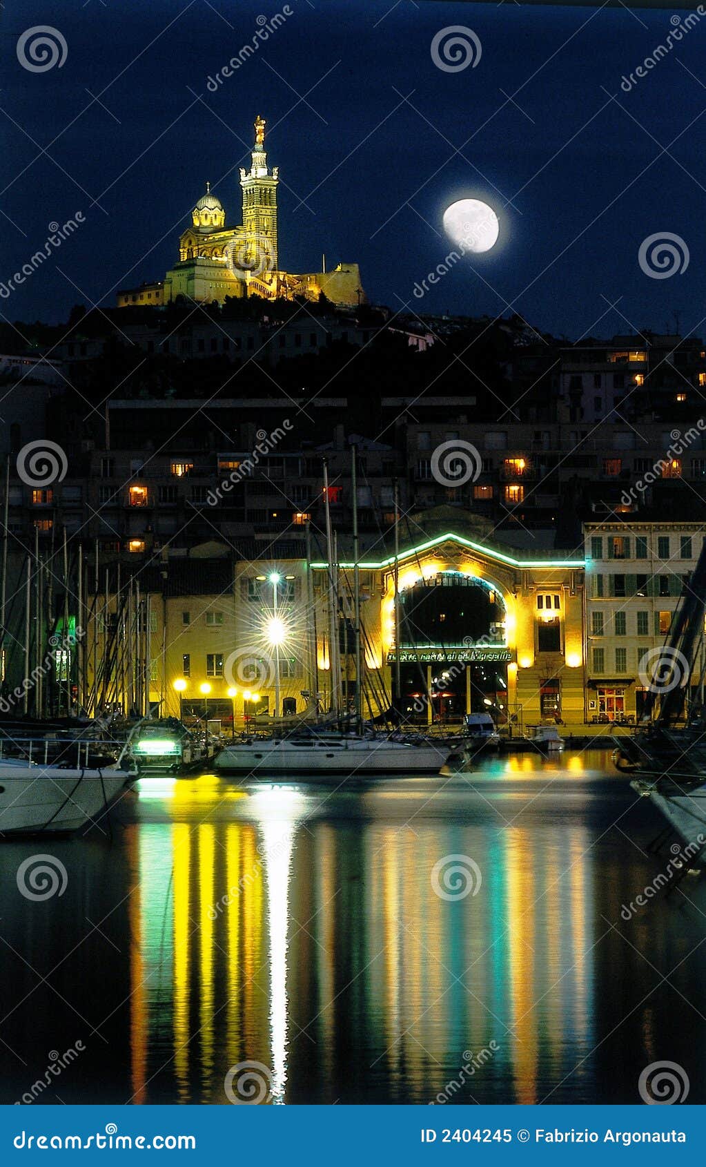 Marseilles Harbour Moon Night Stock Image Image of moon, reflection