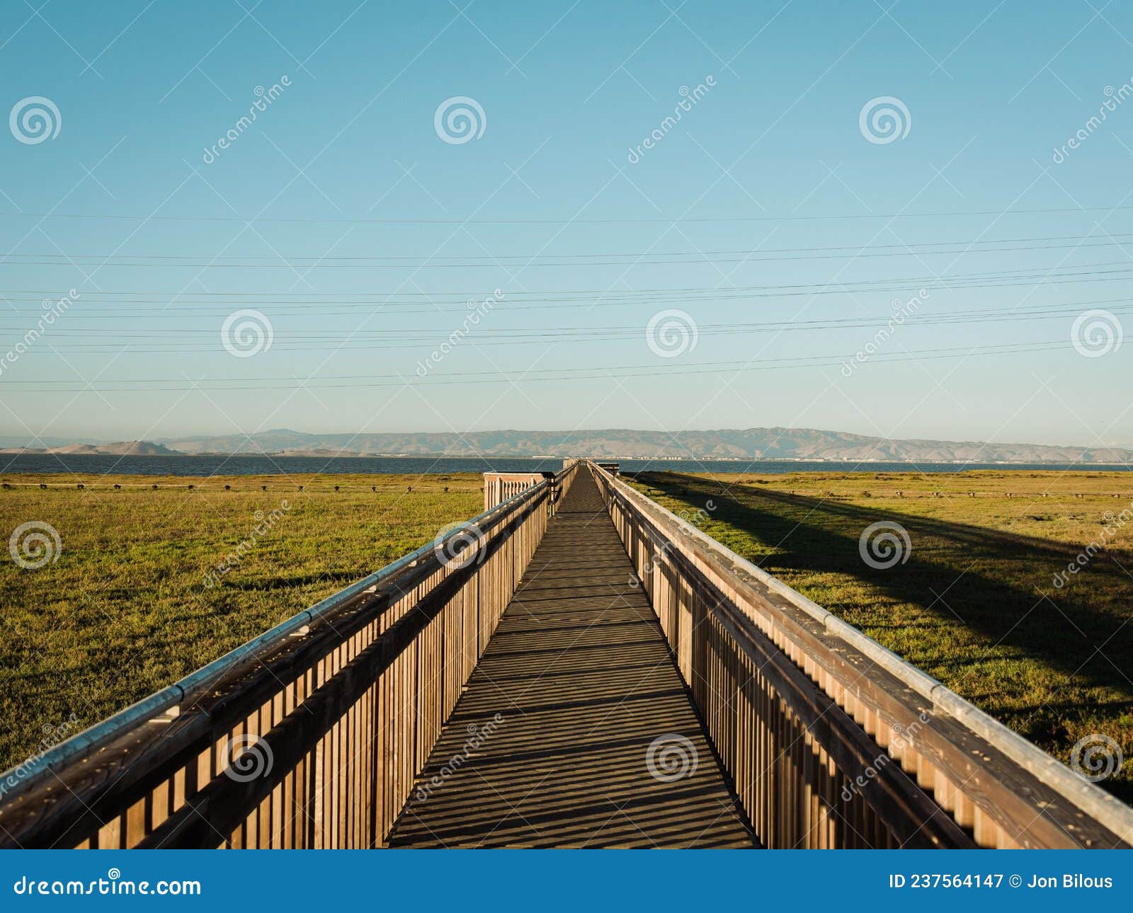 marsh boardwalk trail at baylands nature preserve, in palo alto, california