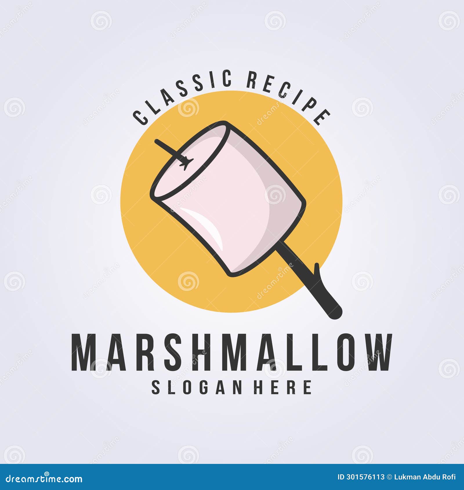 Marshmallow for Camping Logo Vector Illustration Design, Simple Outline
