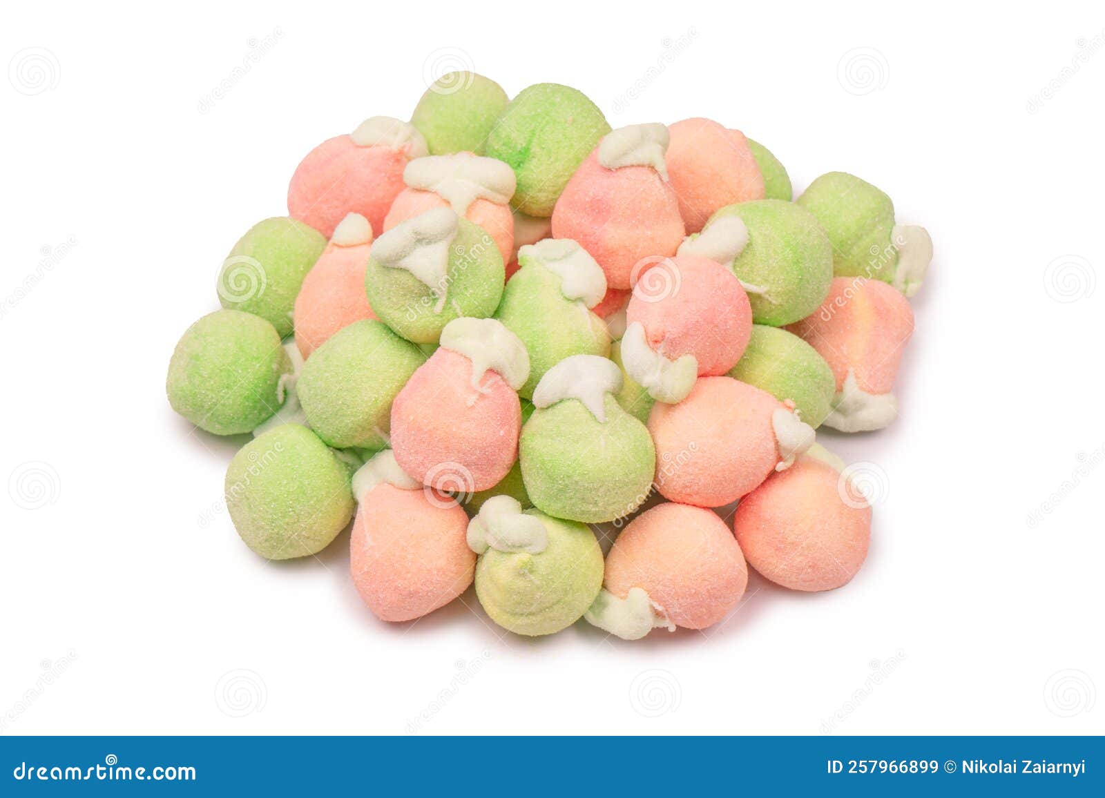 Marshmallow Fruit Candys Isolated on White Background Stock Image