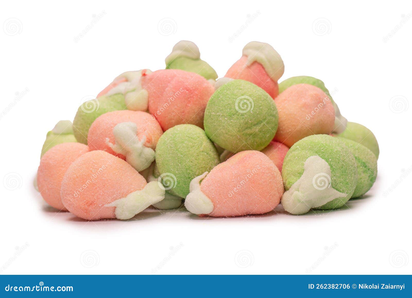 Marshmallow Fruit Candys Isolated on White Background Stock Photo