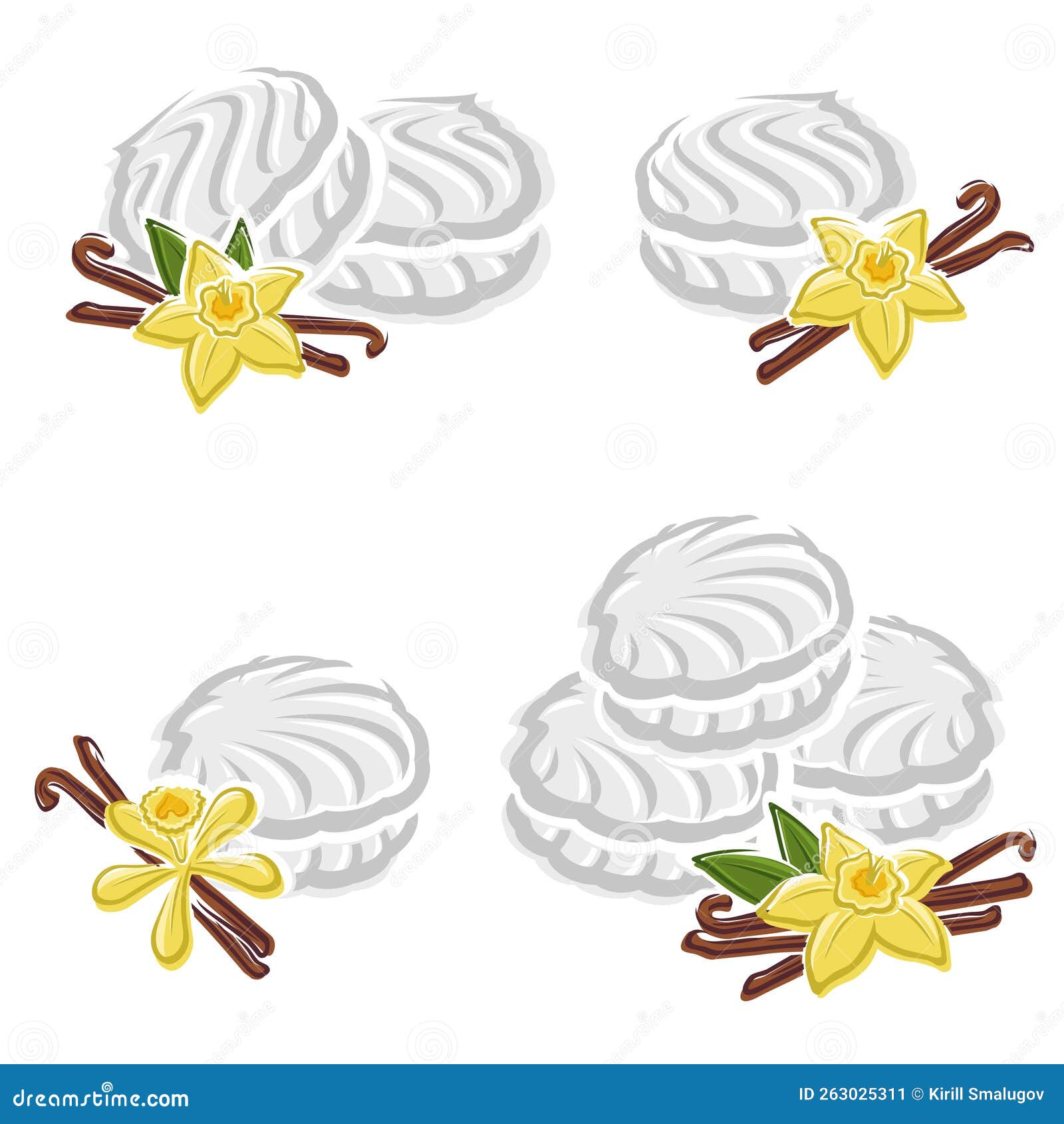 Marshmallow Set. Elements and Icons Collection Vanilla Marshmallow ...