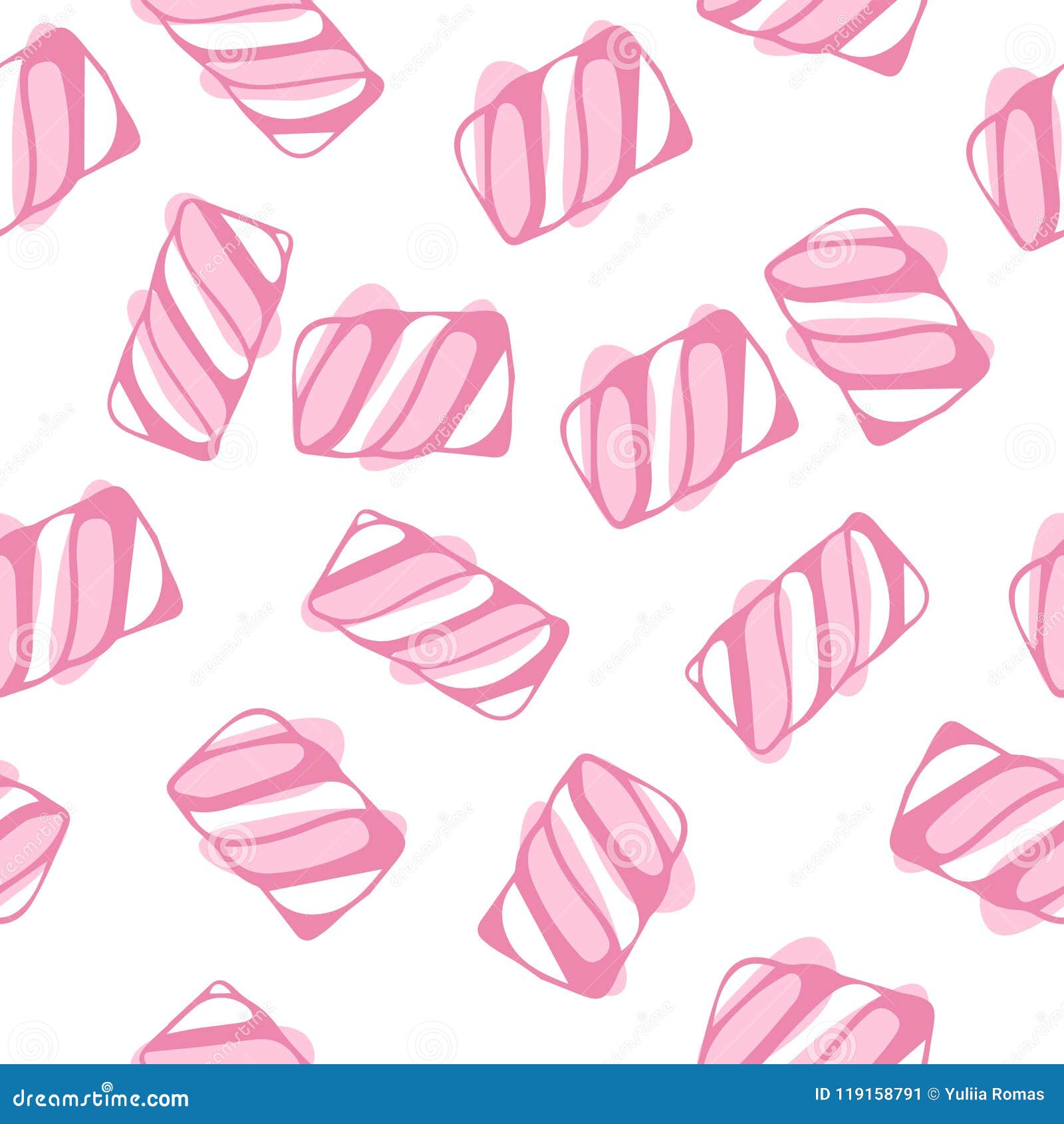 Marshmallow Twists Seamless Pattern. Pastel Colored Sweet Chewy Candies ...