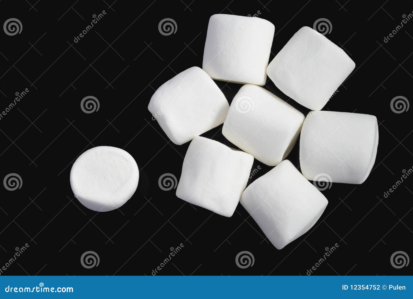 Marshmallows on Black Background Stock Photo Image of soft, flavored