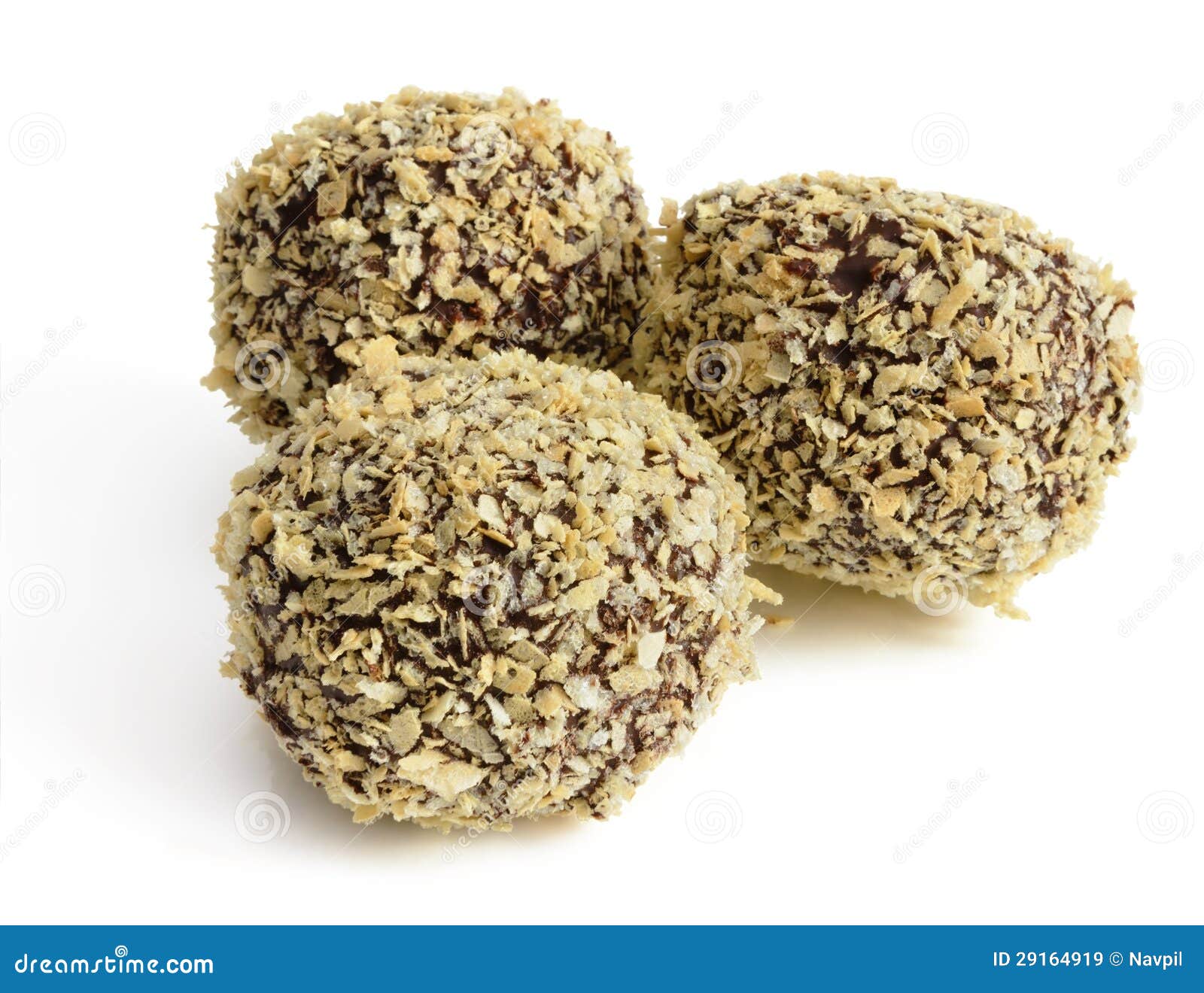 Marshmallows in Chocolate Covered with Wafer Crumbs. Stock Image