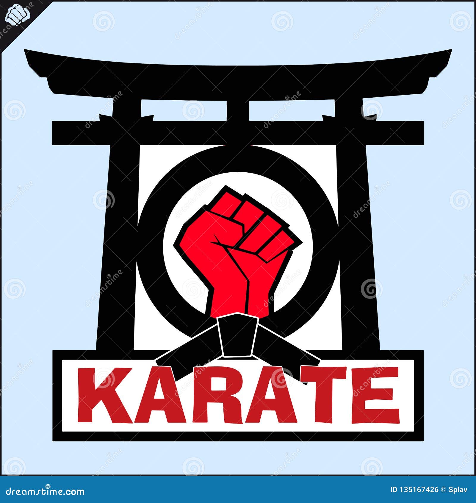 Martial Art Colored Simbol Design. Karate Emblem. Stock Vector