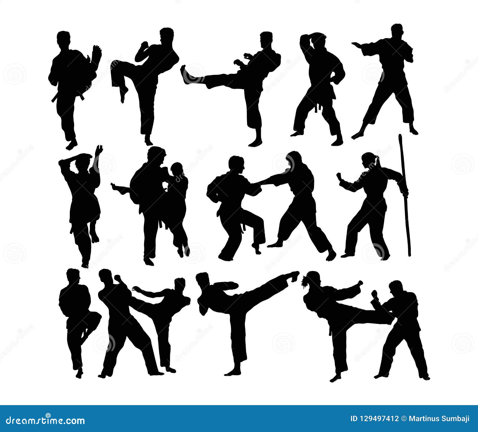 Martial Art and Karate Silhouettes Stock Vector - Illustration of ...
