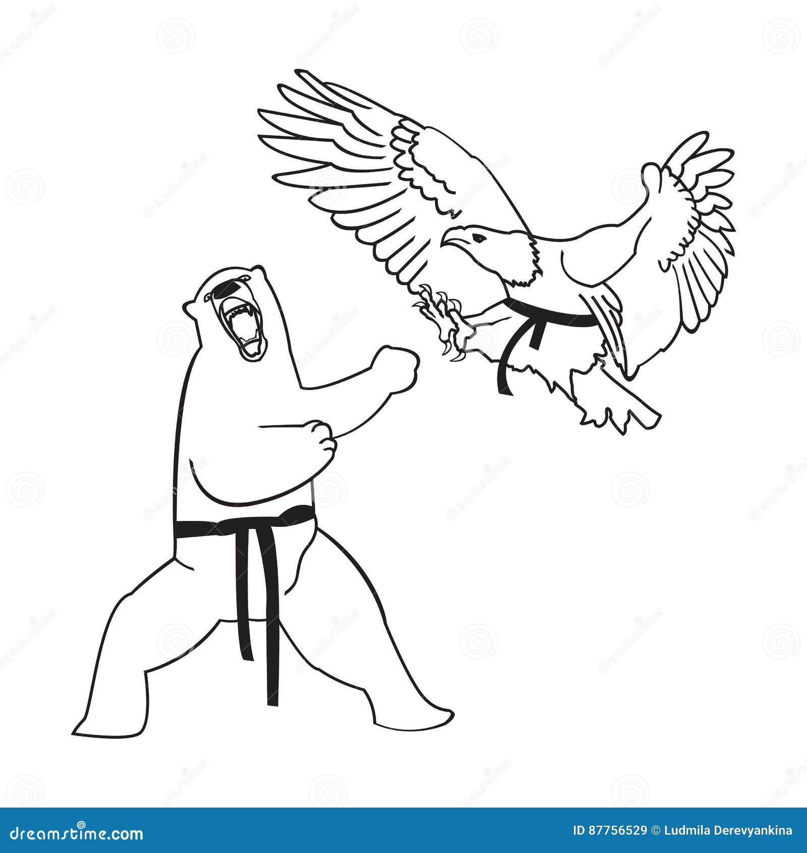 Martial Arts . Bear and Eagle. Stock Illustration Illustration of