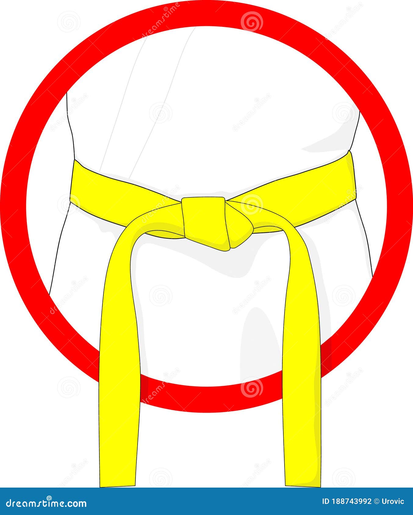 Martial arts belt yellow stock vector. Illustration of kimono 188743992