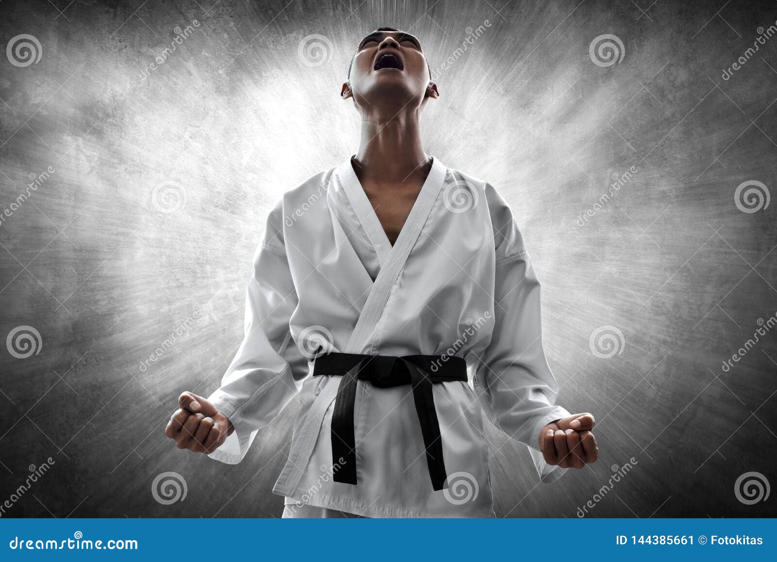 Martial Arts Fighter Angry and Screaming Stock Image Image of black, kimono 144385661