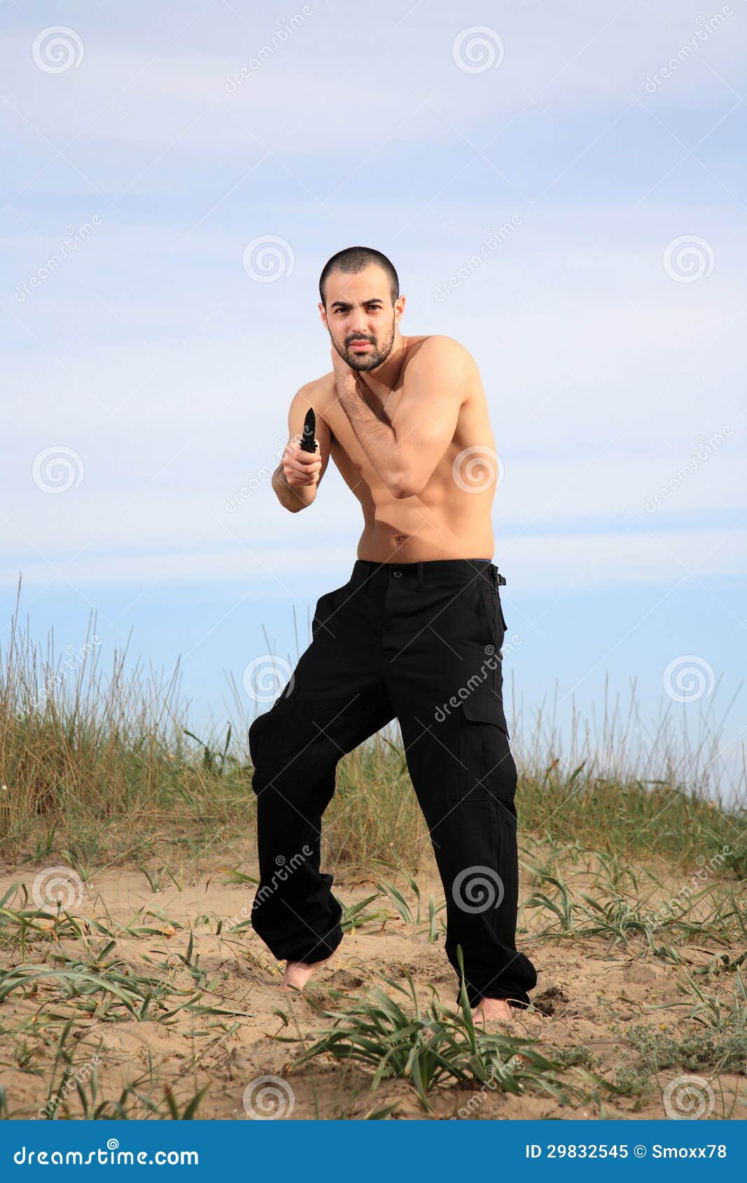 Martial Arts Instructor with Knife Stock Image Image of terror