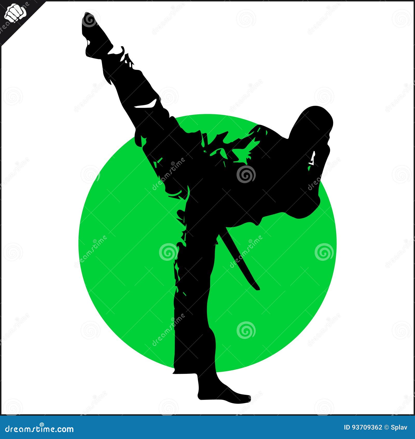 Martial arts. Karate fighter silhouette scene.