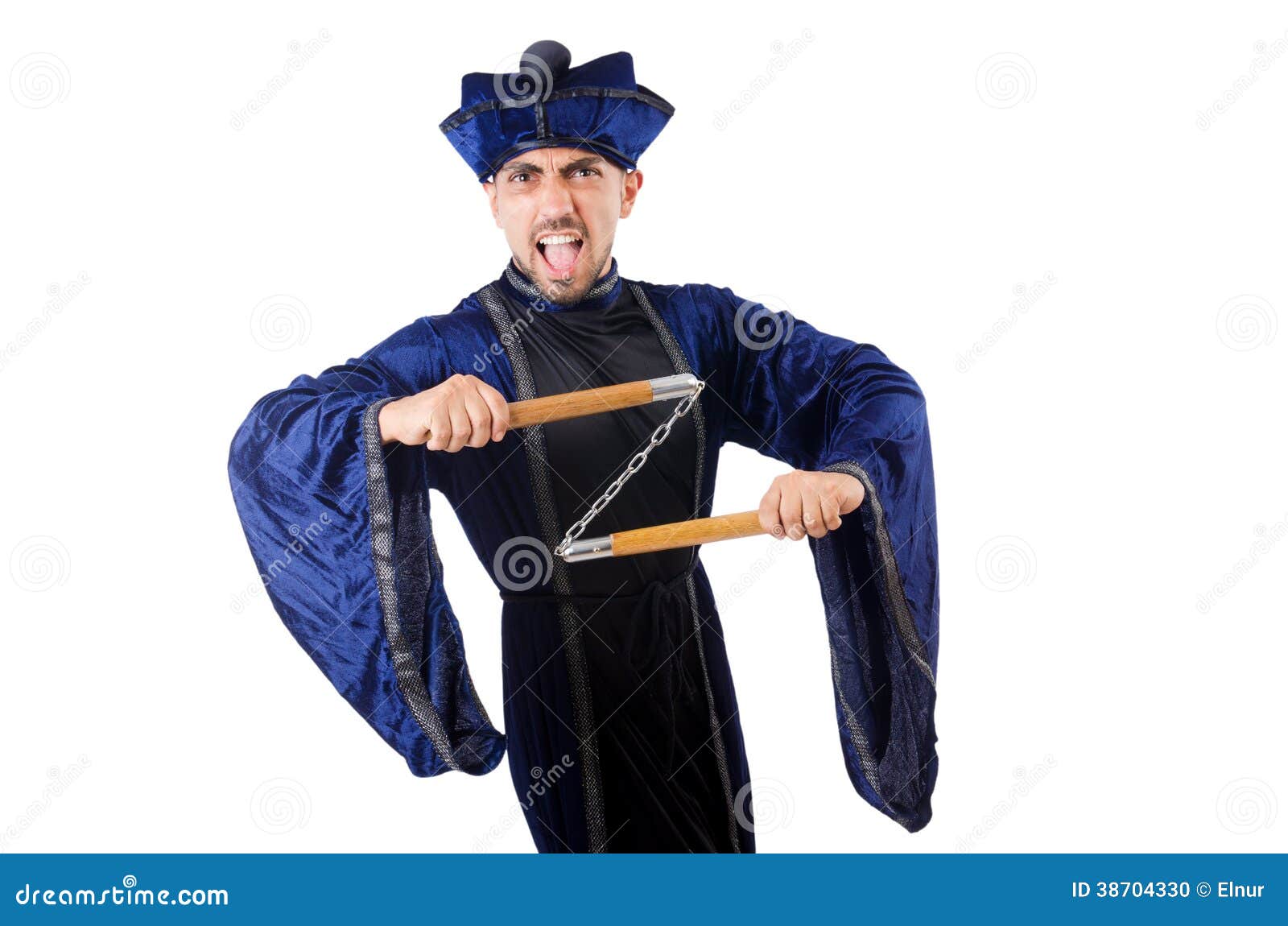 Martial Arts Master with Nunchucks Stock Photo Image of action