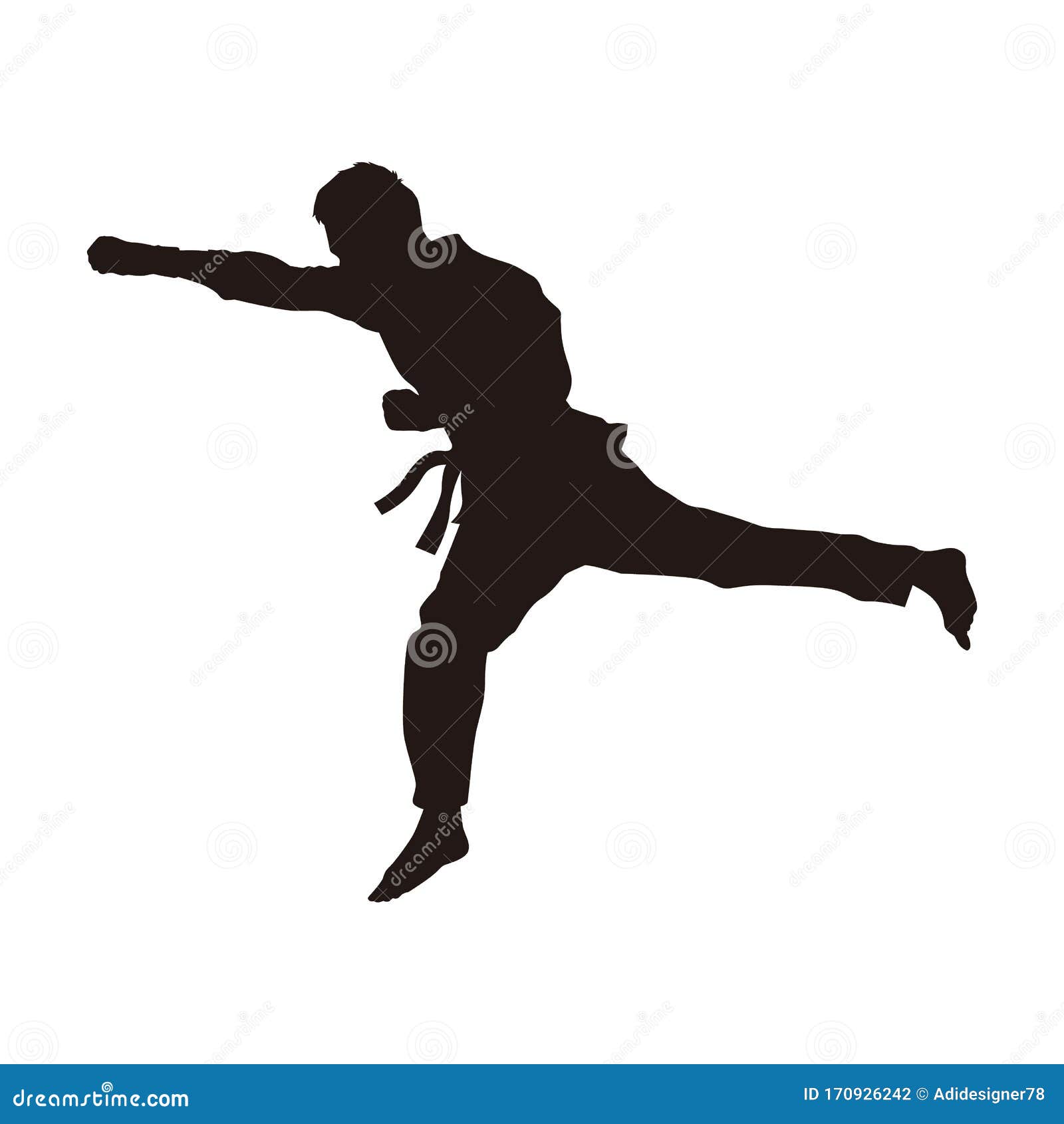 Martial Arts Silhouettes stock vector. Illustration of taekwondo