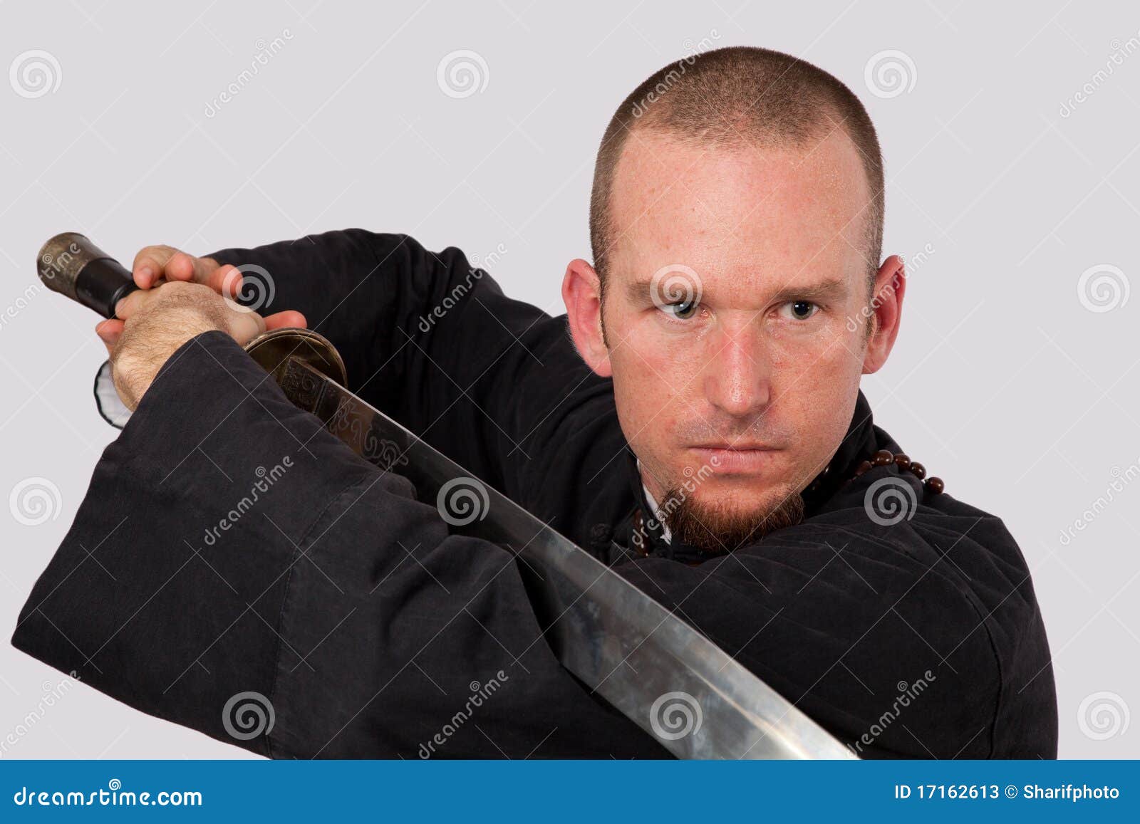 Martial Arts Teacher with Sword Closeup Stock Image Image of male