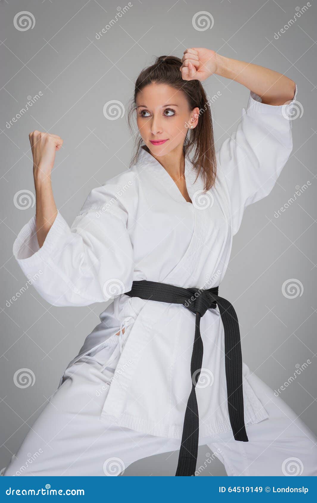 Martial Arts Woman in Combat Pose. Stock Image - Image of athletic ...