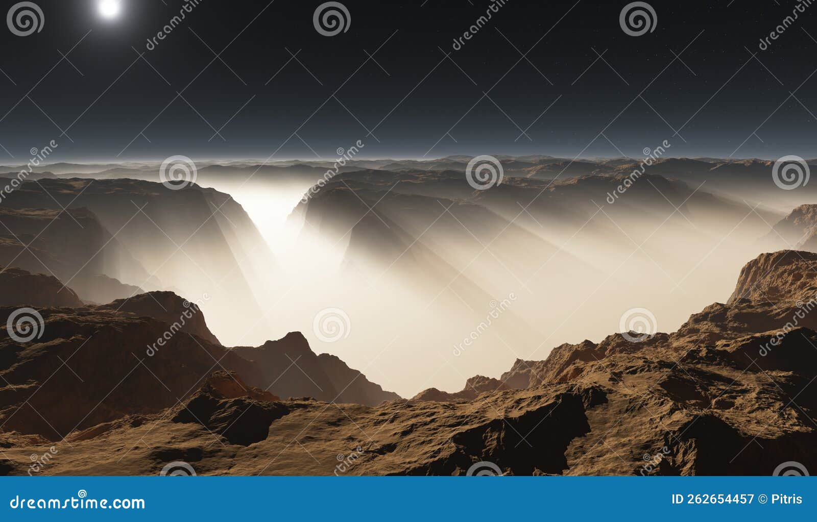 martian canyons in a dust storm