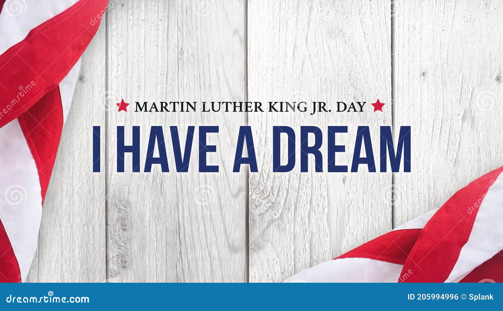 martin luther king jr. day i have a dream typography over white wood background