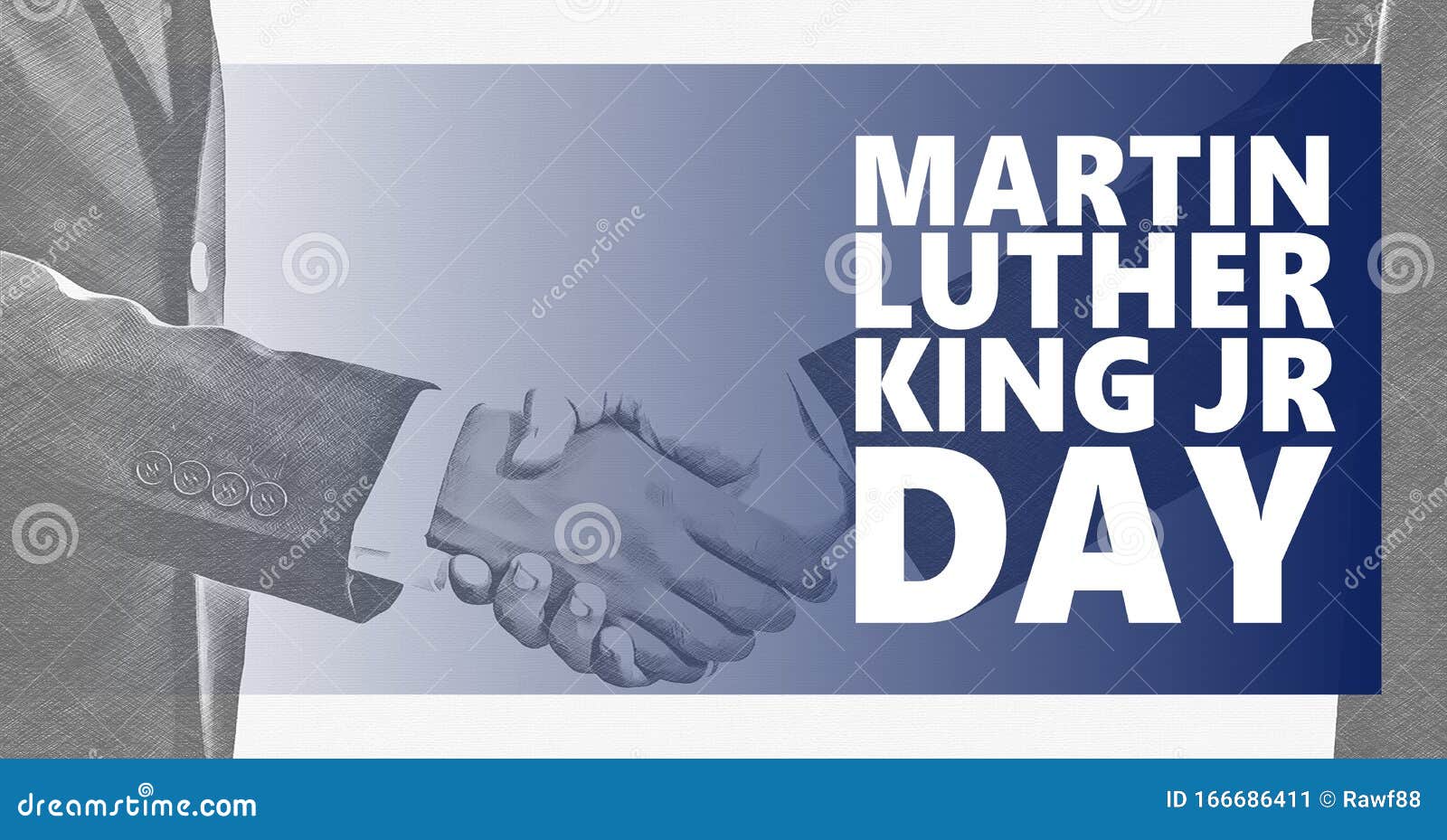 martin luther king jr day. white and black handshaking background