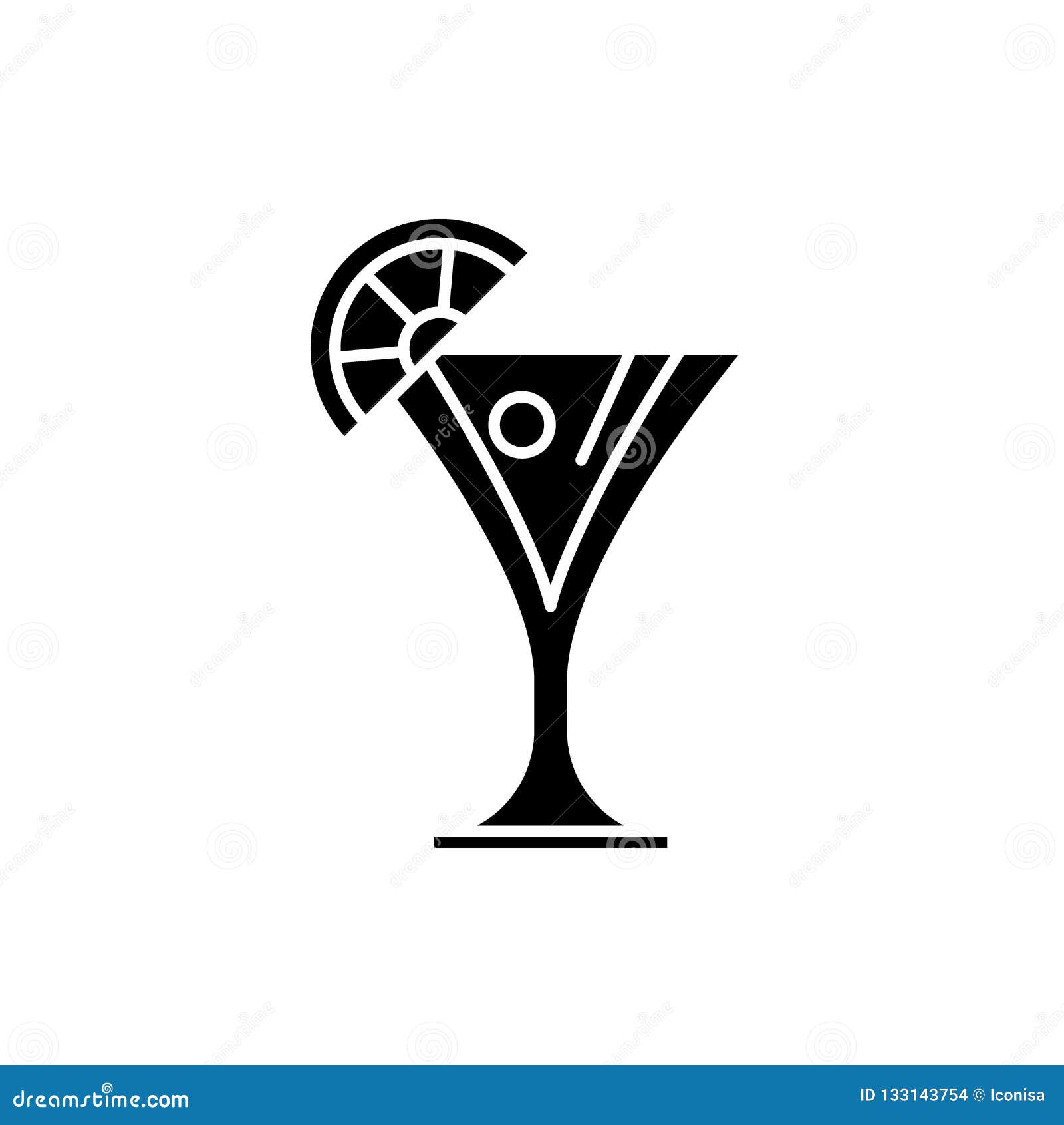 Martini Black Icon, Vector Sign on Isolated Background. Martini Concept