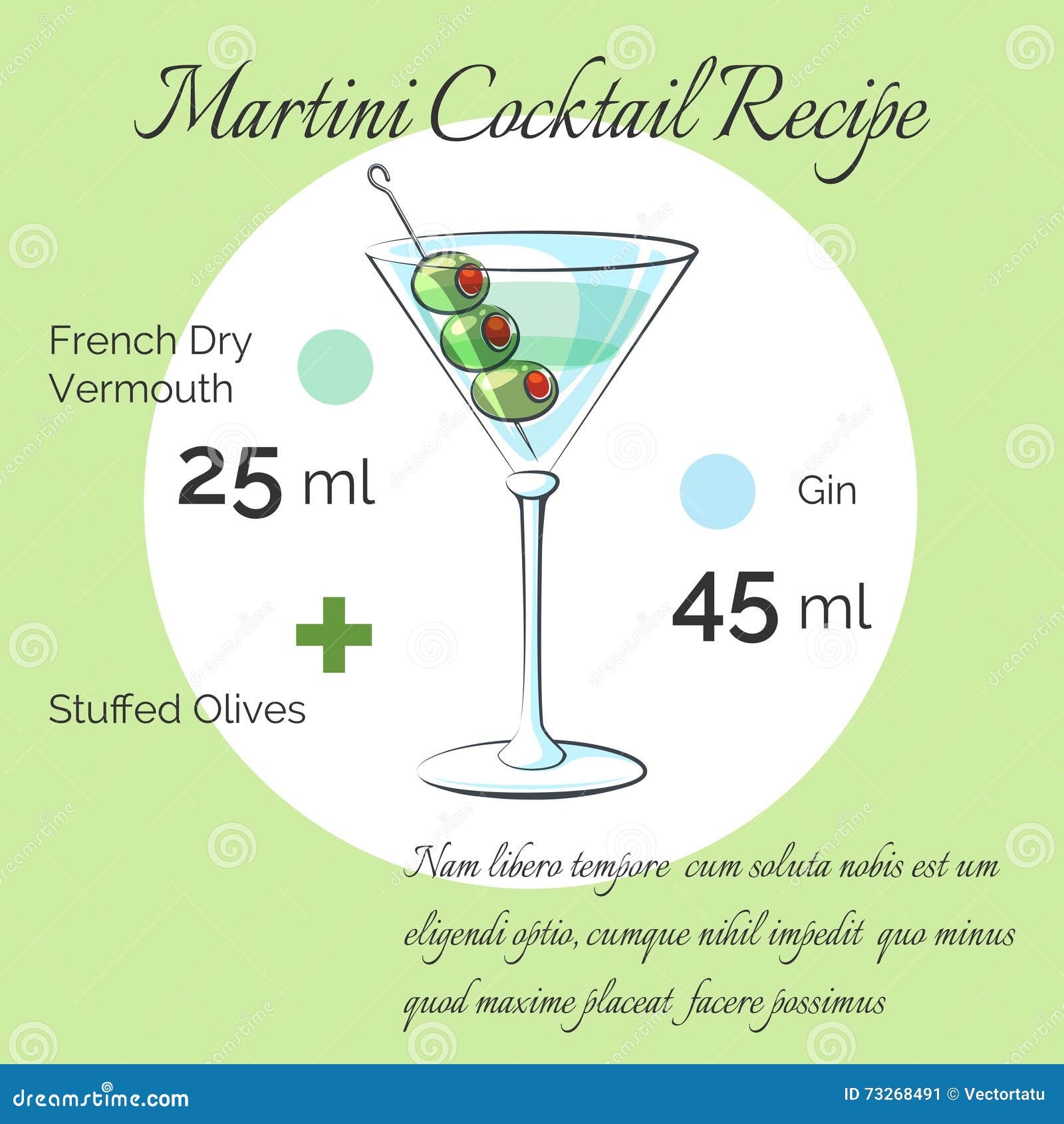 Martini Cocktail Receipt Poster Stock Vector Illustration of