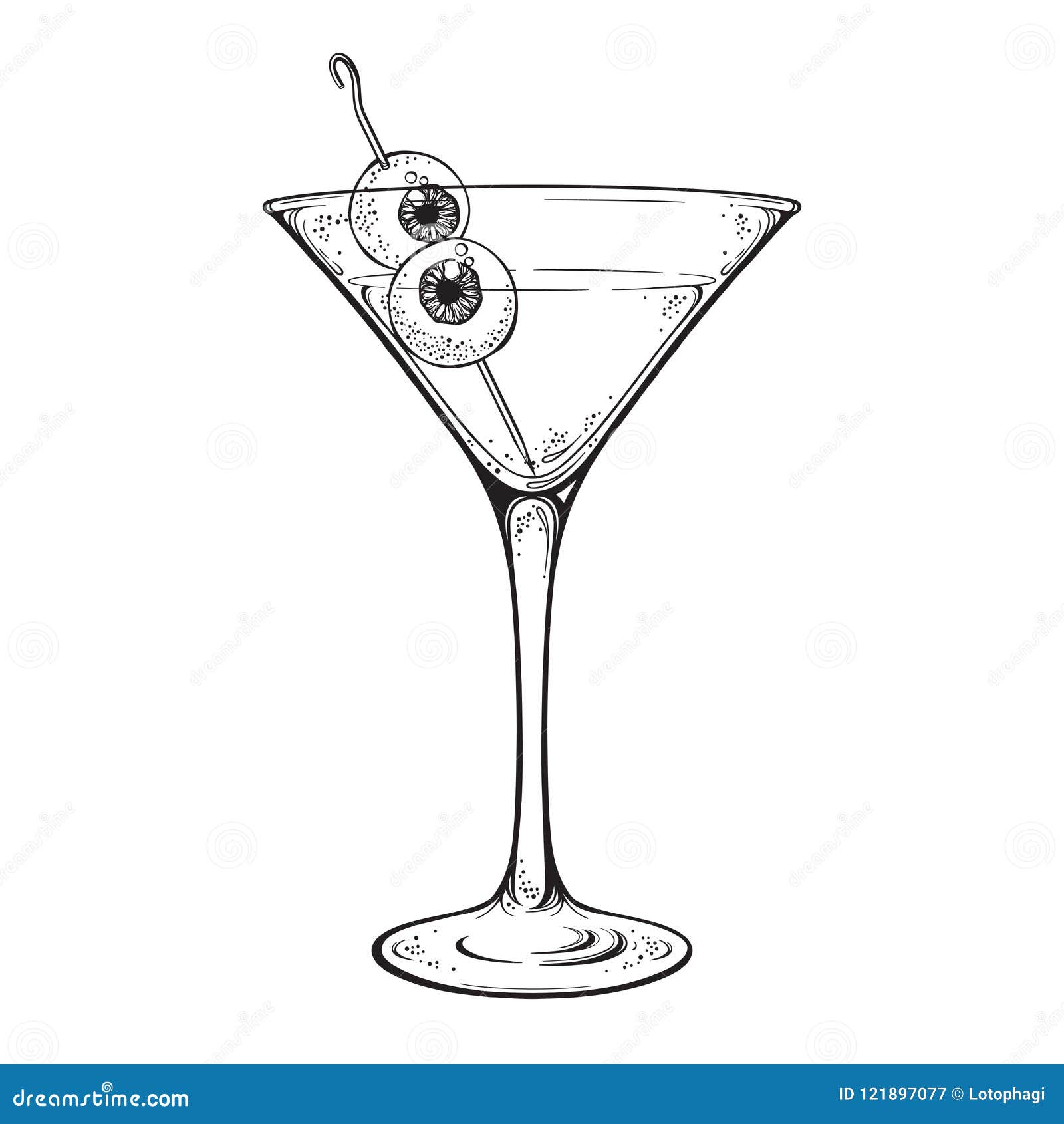 Martini with Eyeballs Cocktail in Glass Halloween Design Hand Drawn Line  Art Vector Illustration. Stock Vector - Illustration of blackwork, black:  121897077