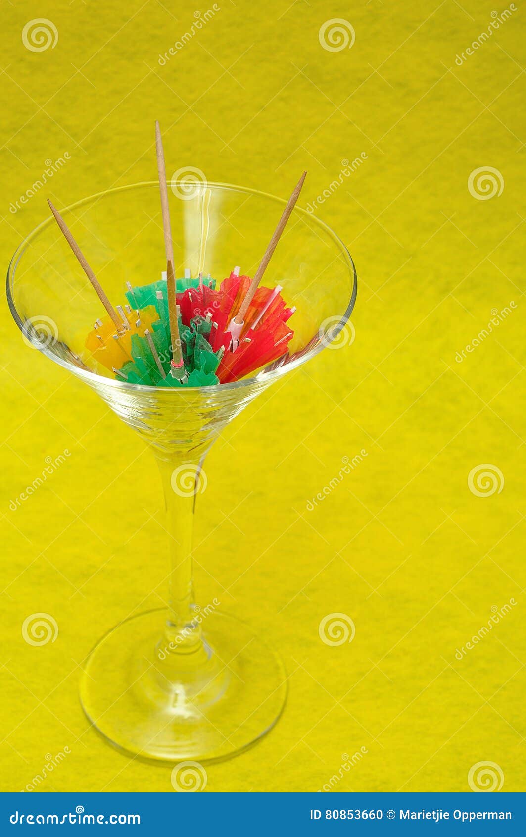 Martini Glass Filled with Cocktail Umbrellas Stock Photo Image of