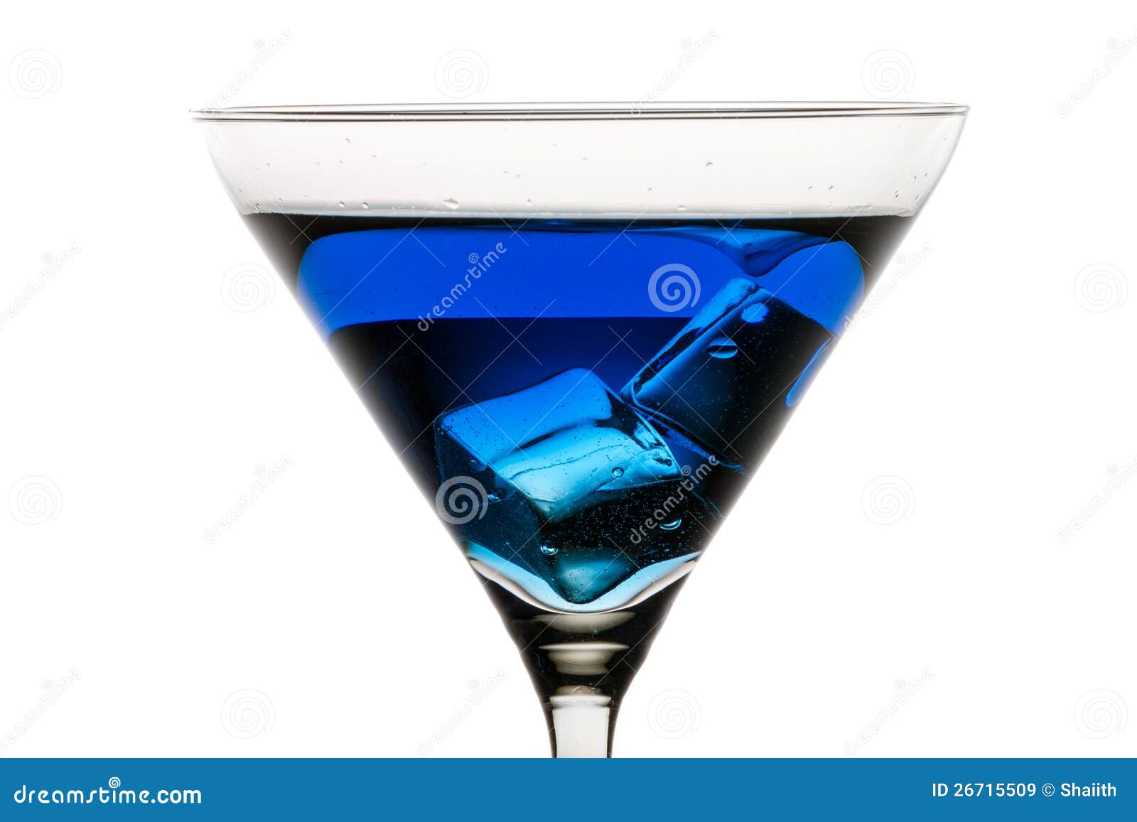 Martini Glass with Ice and Blue Liqueur Stock Image Image of blue