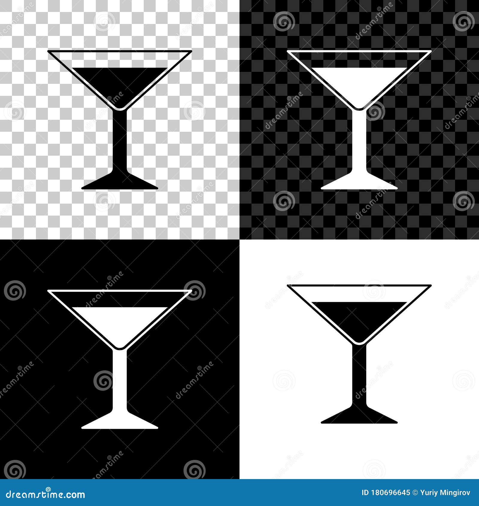 Bar glasses with names black silhouette icons Vector Image