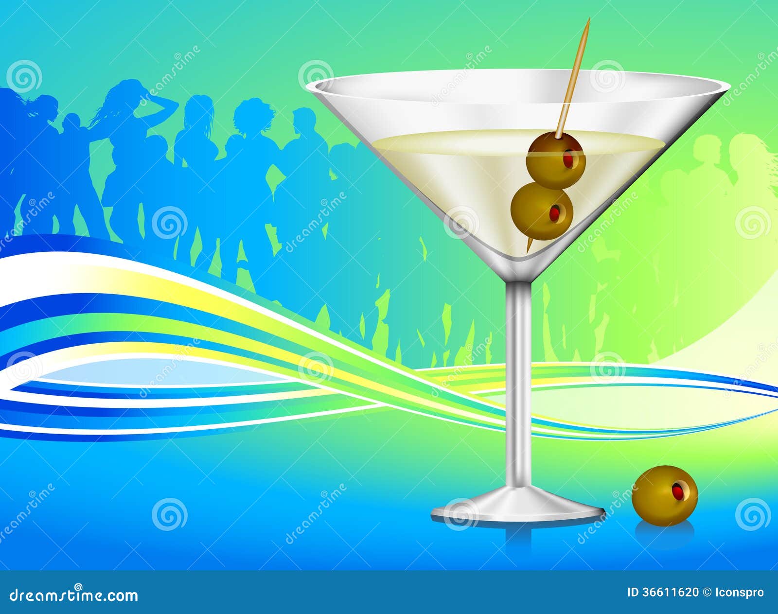 Martini glass with olives stock illustration. Illustration of cocktail