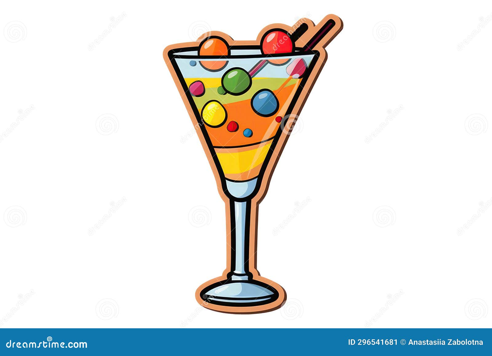 Martini Glass Sticker on Isolated White Background Stock Illustration Illustration of clear
