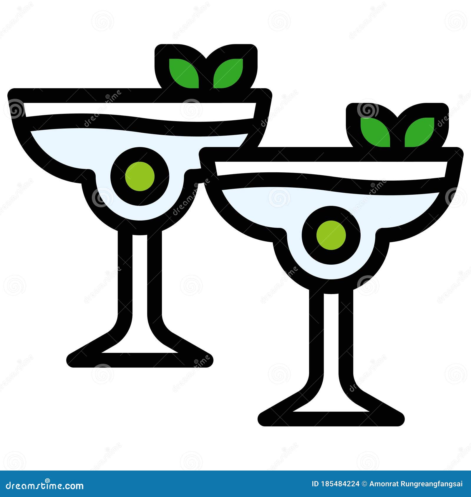 Martini with Olive Icon, Beverage Filled Vector Illustration Stock