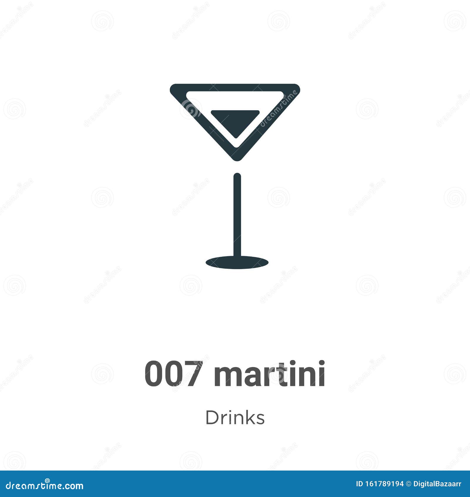 007 Martini Vector Icon on White Background. Flat Vector 007 Martini