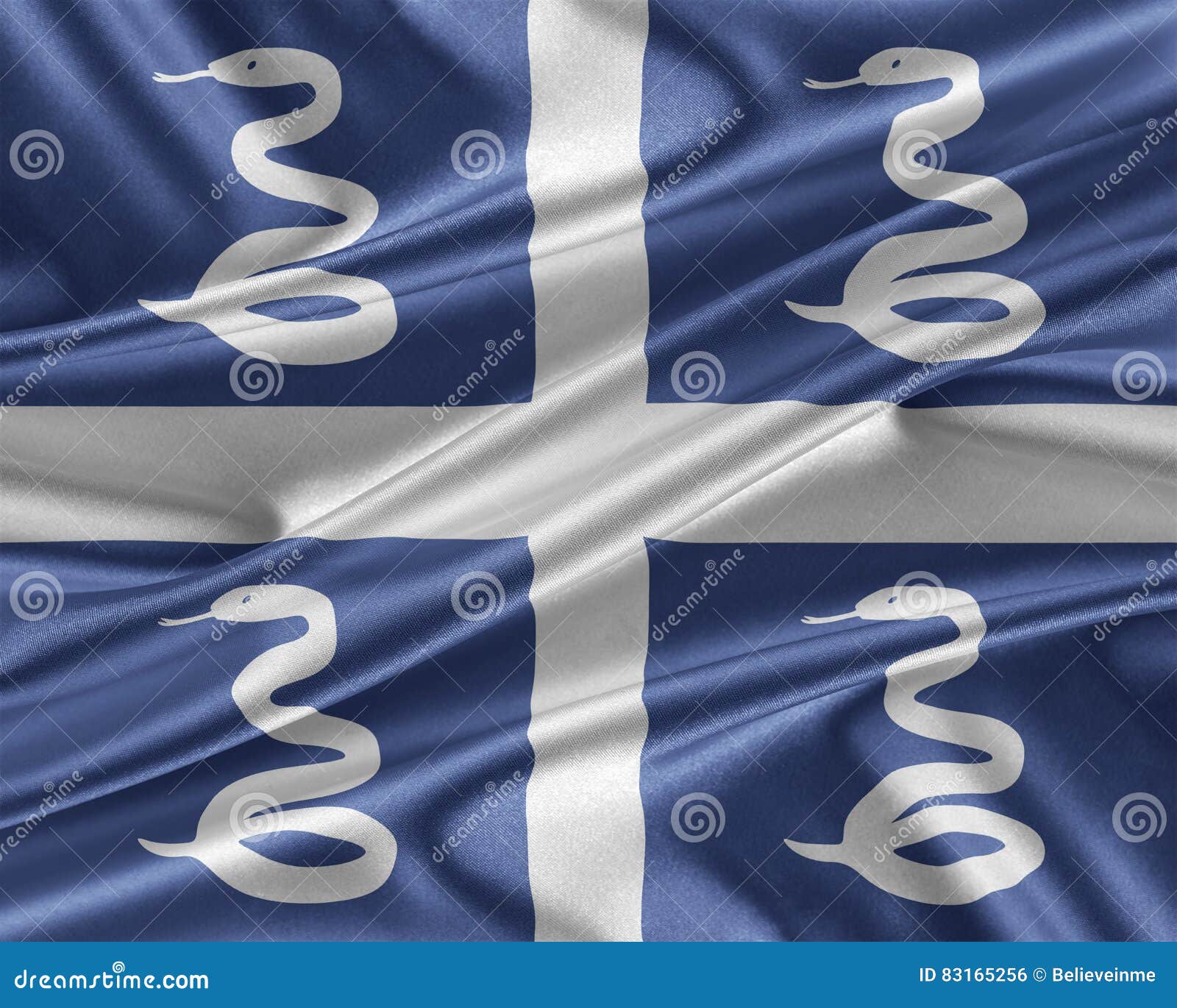 Martinique Flag with a Glossy Silk Texture. Stock Illustration
