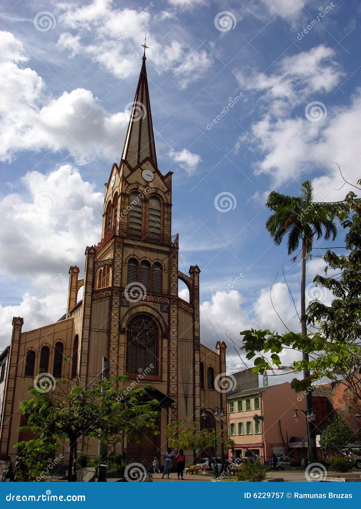 Martinique Island Cathedral Stock Image Image of clouds, architecture