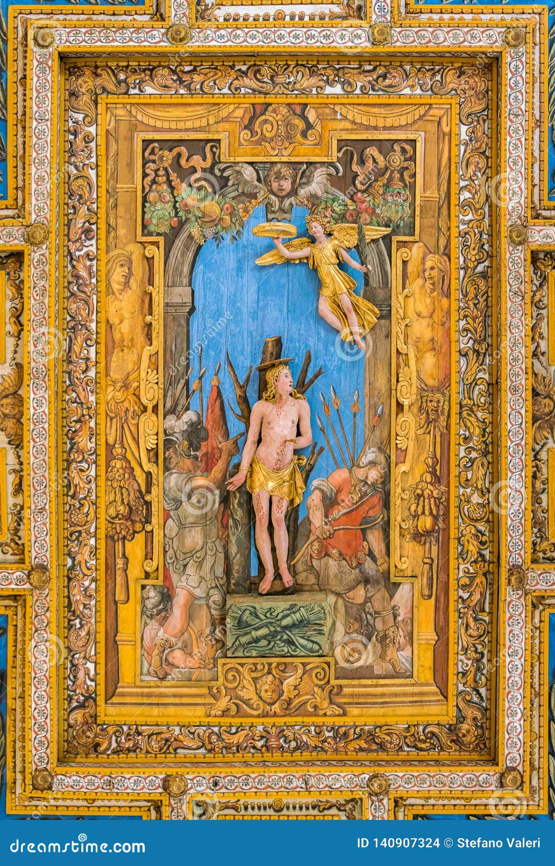 Martyrdom Of Saint Sebastian By Annibale Durante In The Ceiling Of The Basilica Of San Sebastiano Fuori Le Mura In Rome Italy Stock Photo Image Of Italian Mosaic