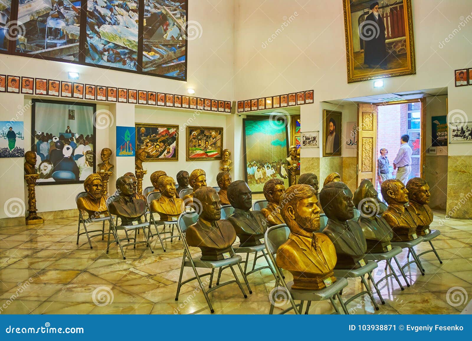 Martyrs of Islamic Republican Party, Tehran. TEHRAN, IRAN - OCTOBER 11, 2017: The statues of members of Islamic Republican Party, blown up in their headquarters, the hall of the Cultural Complex of Islamic Revolution martyrs, on October 11 in Tehran.