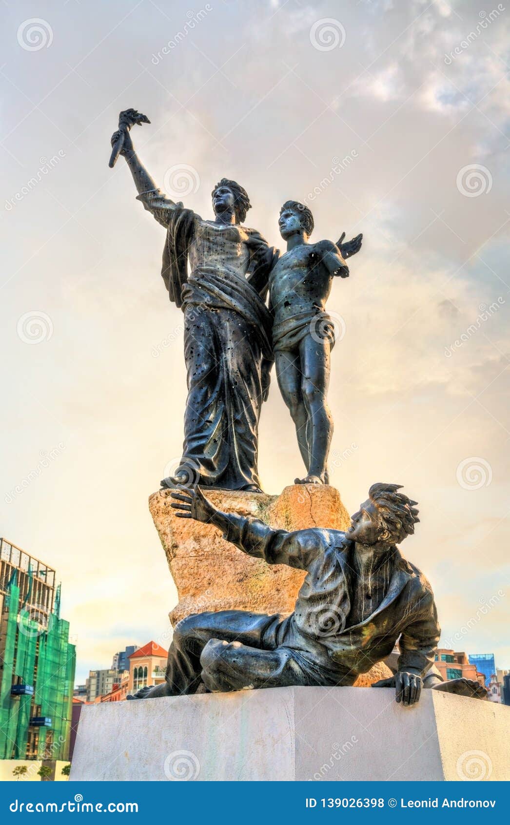 Martyrs Monument with Marks of War Damage. Beirut, Lebanon Editorial Stock Photo Image of