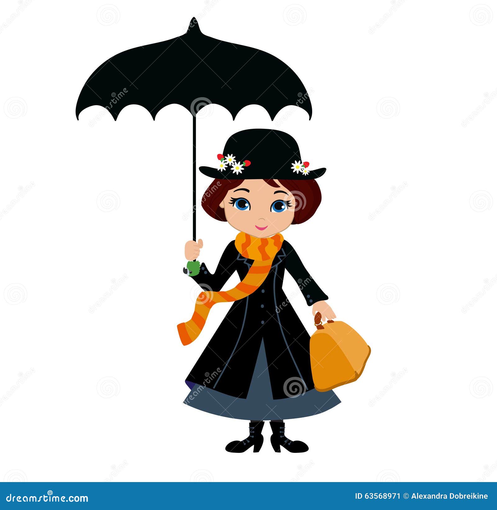 estante Imperativo Secretar Mary Poppins Con El Paraguas Ilustración del Vector - Ilustración de  paraguas, sombrero: 63568971