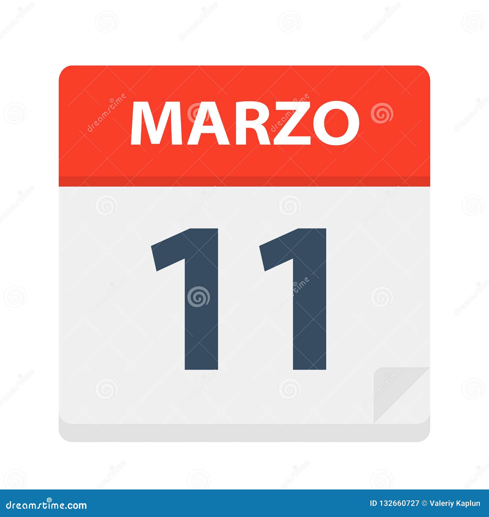 marzo 11 - calendar icon - march 11.   of spanish calendar leaf