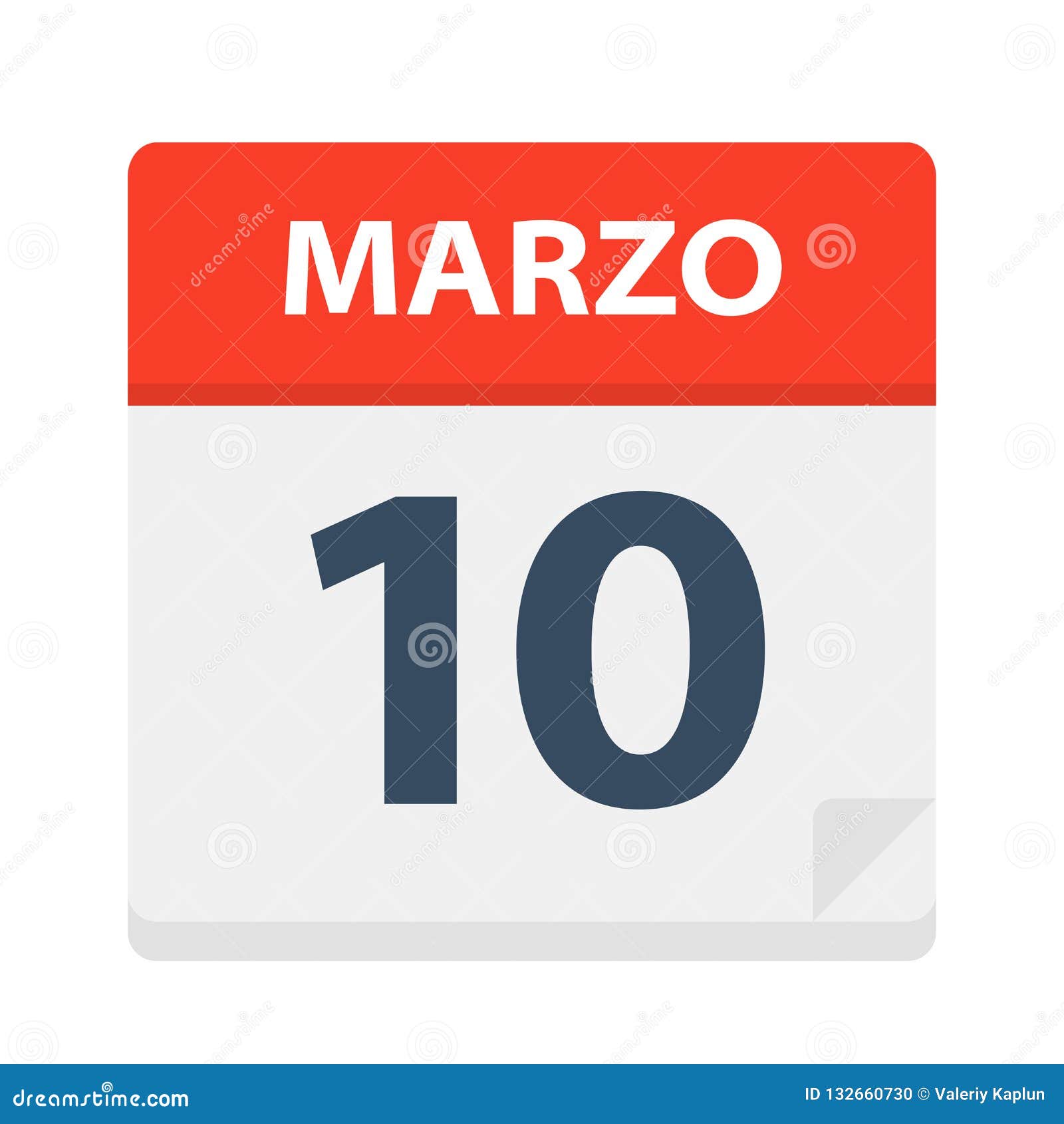 marzo 10 - calendar icon - march 10.   of spanish calendar leaf