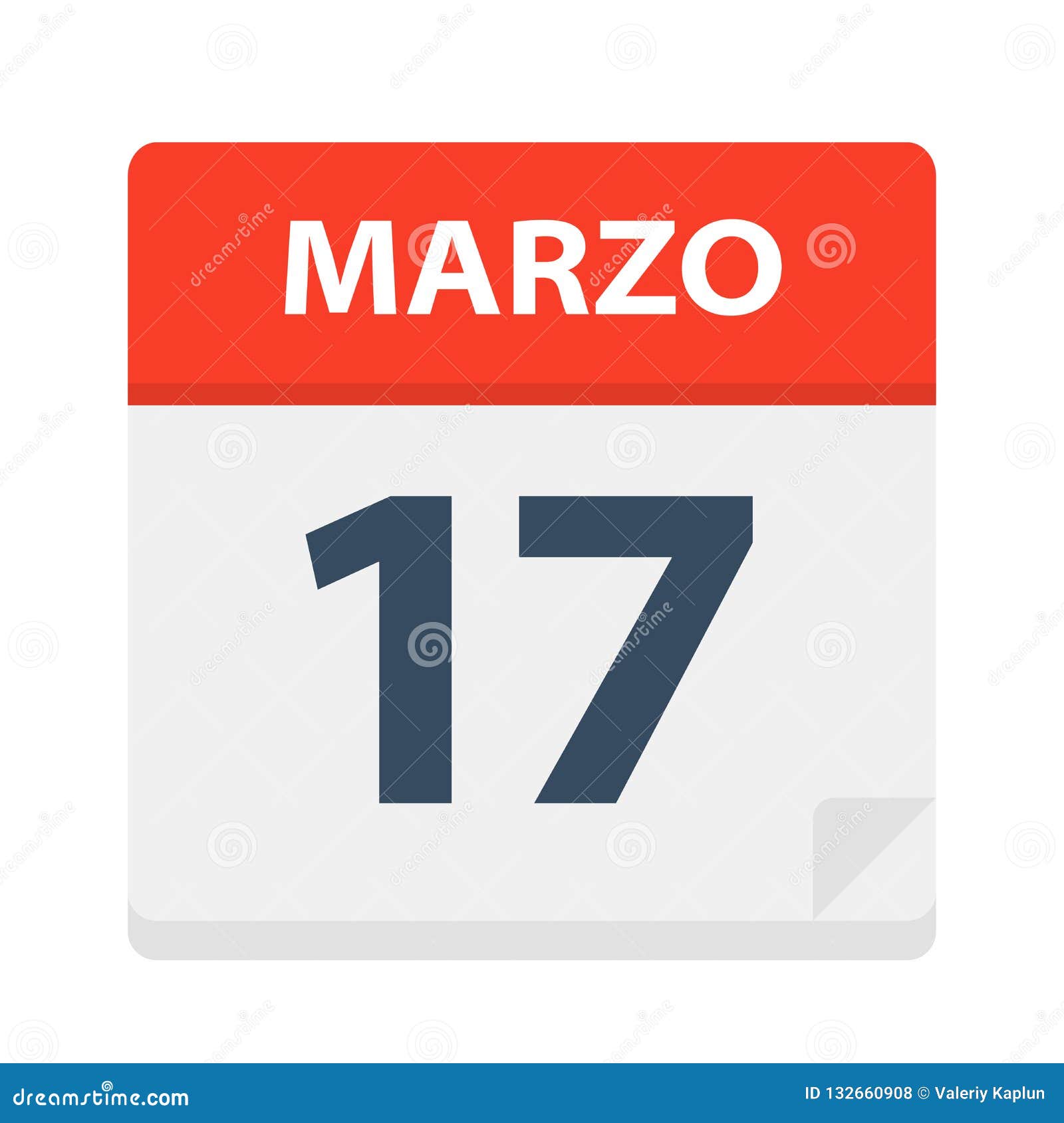 marzo 17 - calendar icon - march 17.   of spanish calendar leaf